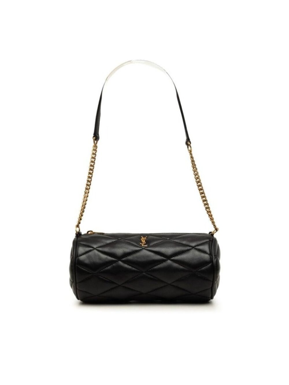 Saint Laurent Sade Mini Tube Bag Chain Handbag Black Gold Leather